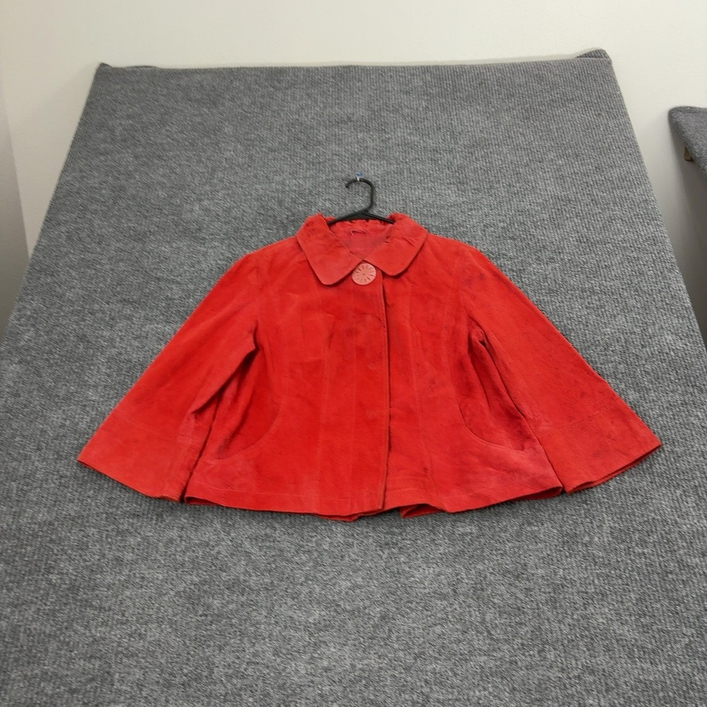 Vintage T.A.N. Jacket Womens Red Leather Suede Swing Cropped Boho Retro